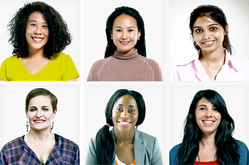 diverse group of six women's faces